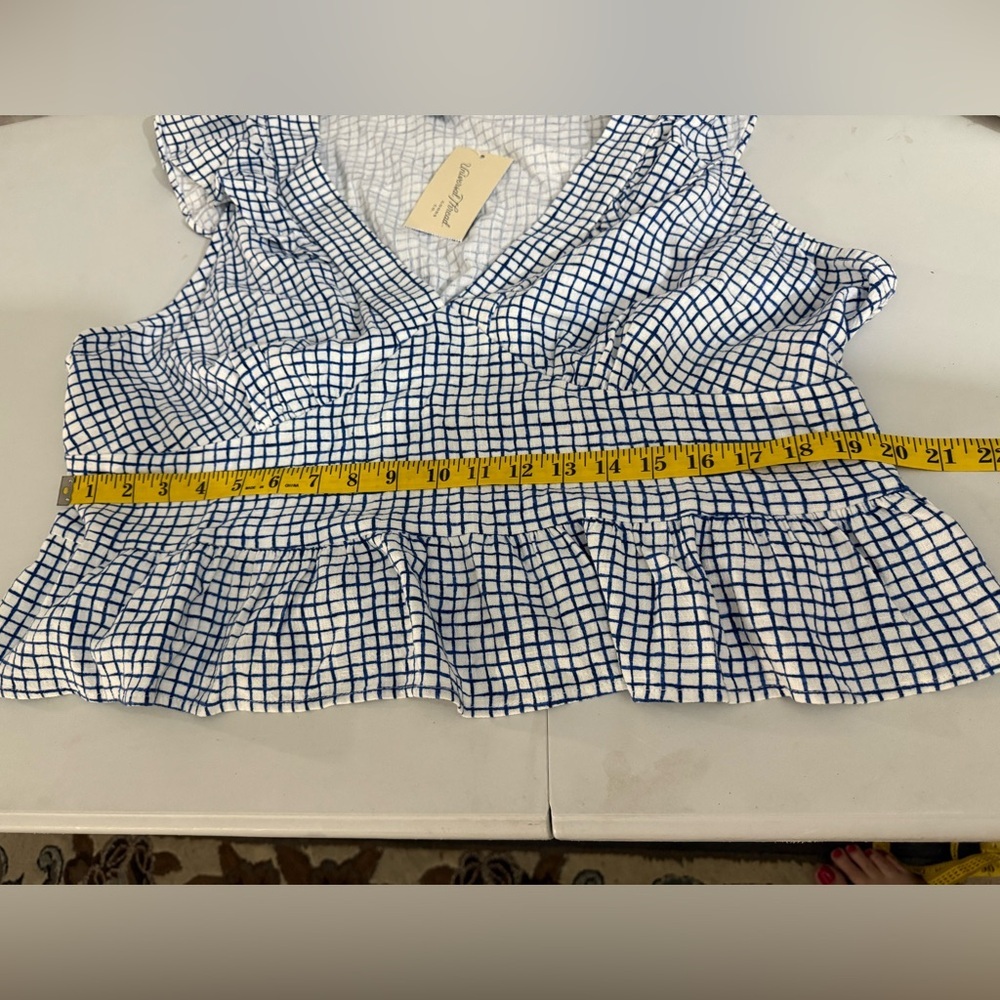 Universal Thread Women’s Blue Gingham Flutter Sleeveless Blouse . Size XXL - Picture 14 of 14